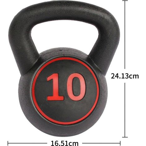 Set di kettlebell 5/10/15 lb con impugnatura antiscivolo, base in gomma, nero OKMYHOME (1/5)