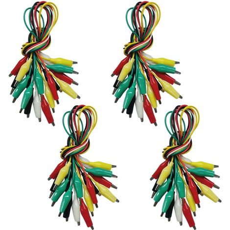 Juego de 40 pinzas de cocodrilo, cables de prueba de dos tonos (5 colores), sondas de alimentación para multímetro y experimentos eléctricos.
