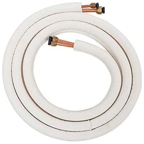 Tuyau en cuivre pour climatiseur 1/4 3/8 - Tuyau réfrigérant en cuivre et aluminium isolé - Pièces pour climatiseur - 3 mètres, Blanc (1/5)