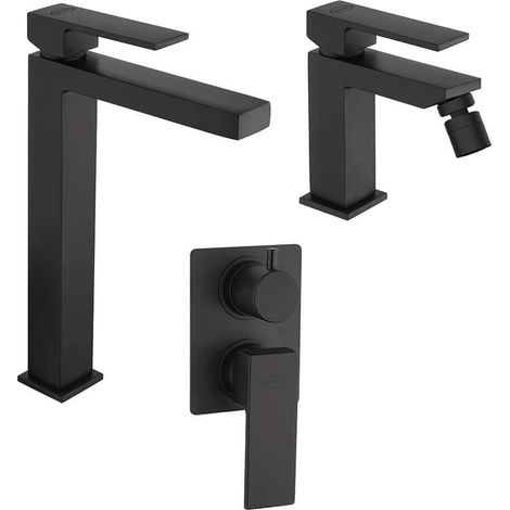 Set miscelatori Lavabo alto bidet e doccia incassocon deviatore nero opaco Jacuzzi Rubinetteria (1/5)