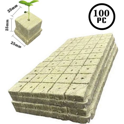 Rockwool Cubes - 25x25x25 mm / 25x25x30 mm / 25x25x40 mm - For Hydroponics Seed Starting and Cuttings Propagation - 100 Units (1/5)