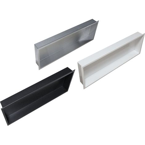 BERNSTEIN - Niche murale de douche, étagère encastrable douche acier inox - 90x30x10cm - BS903010 Blanc (1/5)