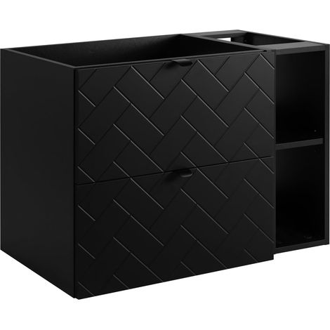Mobile da bagno, Nero Opaco, 80 x 57 x 46 cm, Maniglie Nere (1/5)
