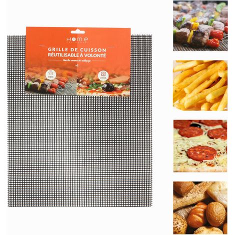 Lot de 2 grilles de cuisson 30x40cm 80162 – Résistance jusqu'à 260°C – Compatible barbecue et four – Découpables pour ajustement
