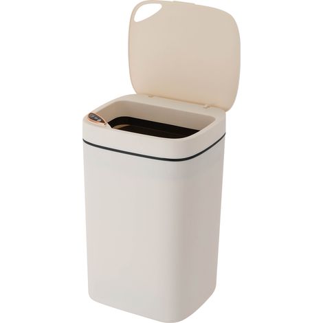Poubelle automatique avec capteur intelligent 16L grande poubelle sans tact pour salle de bain cuisine chambre à coucher (blanc laiteux) (1/5)