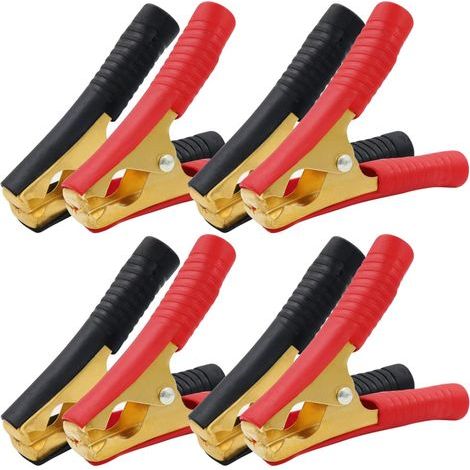 Jeu de 8 pinces crocodiles en cuivre, 100 A, pour batteries de voiture, pour chargeurs de batterie de voiture (90 mm, rouge + noir) (1/5)