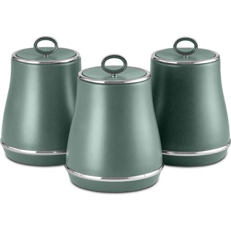 Tower Renaissance Set of 3 Storage Canisters for Coffee/Sugar/Tea, 1.5L, Forest Green T826176FOR