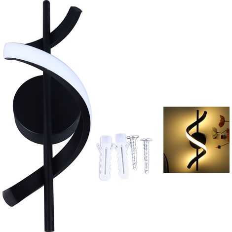 Ortviai Applique murale LED spirale moderne 18 W, 3000 K, noir, pour chambre, salon, bureau et couloir (1/5)