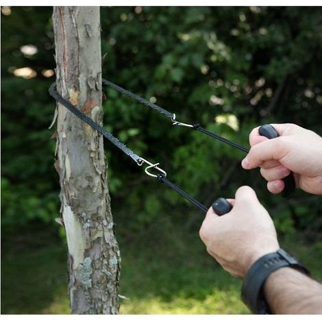 Scie à Main - Tronçonneuse Portable - Scie Manuelle de Poignées et Etui en Nylon - Fil à Scier - Matériel de Survie Camping Randonnées - Version Originale (1/4)