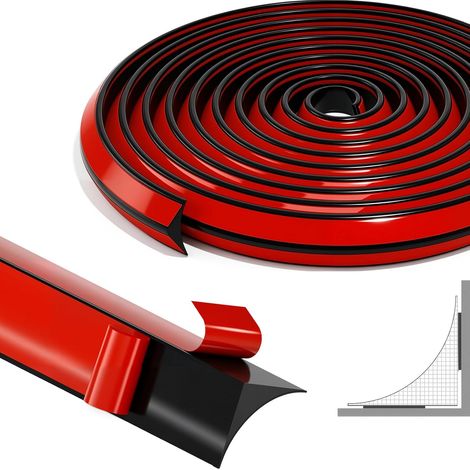 Baguette Finition Plan de Travail Cuisine, Profil Finition Plan de Travail, Baguette de Finition, Moulure Flexible Autocollante, Moulure Plafond pour Sols, Bords de Murs, Carrelage (Noir, 12m) (1/5)