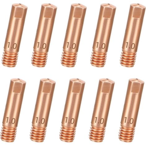 10 Pcs Buse pour Mig 1mm, Buse de Soudage en Cuivre, Buse Contact, Pointe de Contact pour 15AK MIG/MAG Torche de Soudage Consommables (1/5)