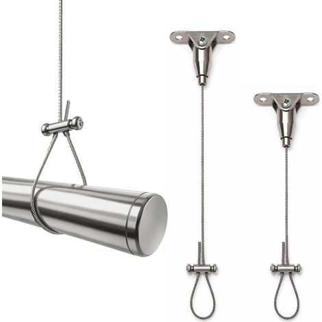 2-teilige, deckenmontierte Duschvorhangstangenhalterung, für gerade und gebogene Stangen, verstellbare Unterstützung bis zu 150 cm (1/5)