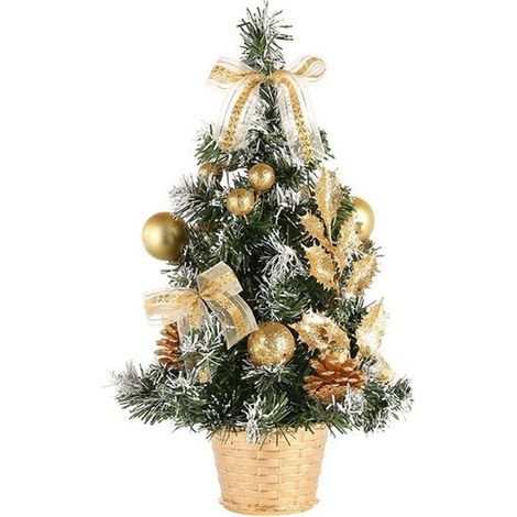 Mini sapin de Noël en deux parties avec ornements, sapin de Noël de table de 20 cm, petit sapin de Noël de 20,3 cm, décorations de table de sapin de Noël miniature pour la maison de Noël, décorations