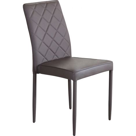 Sedia impilabile da interno con struttura in acciaio rivestita in ecopelle Skin -  Brown