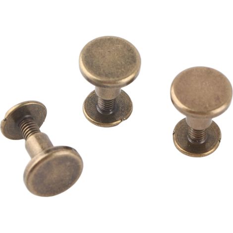 20 vis, écrous, clous et rivets à tête plate en cuivre et laiton avec capuchon en cuir (8 mm) (1/5)