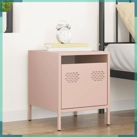 851246 Table de chevet rose 35x39x43,5 cm acier (1/5)