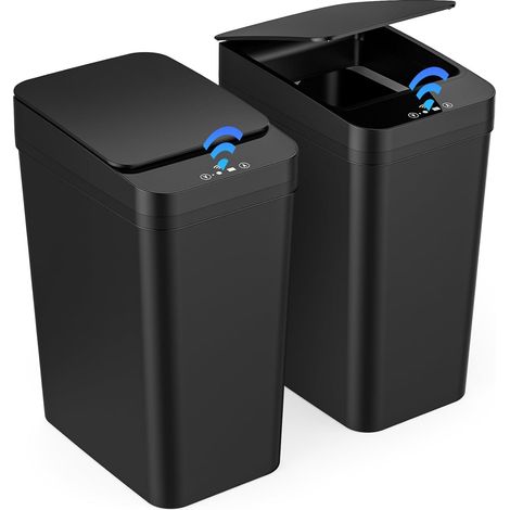 2 Poubelle Salle Bain, Electrique 12 L avec Capteur Automatique, 3 Modes de Fonctionnement, Poubelle Intelligente étanche et Silencieuse, pour Cuisine, Bureau, Toilette (1/5)