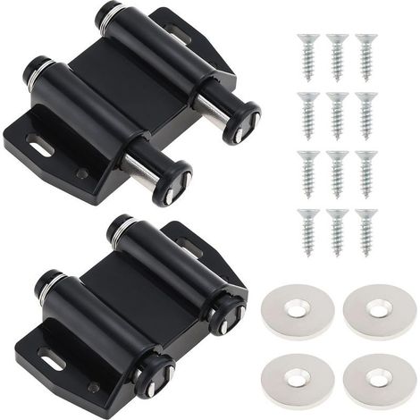 4 pièces Loquet magnétique à effleurement, 4 pièces Armoire Pousser pour ouvrir Double magnétique Verrous et loquets de porte (1/5)