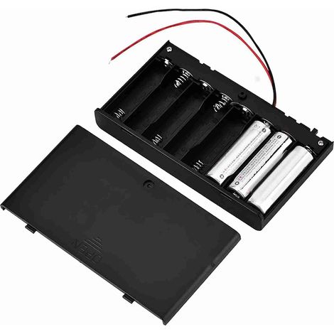 Estuche para baterías, 8 pilas AA, 12 V, voltaje completo, práctico, portátil, a prueba de golpes, batería externa, almacenamiento y fuente de alimentación externa con interruptor (pilas no incluidas) (1/5)