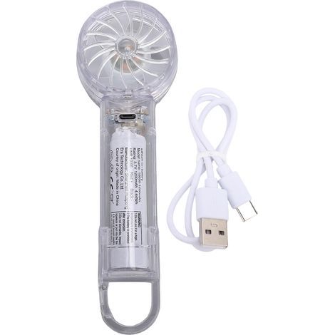 Freihändiger, tragbarer Ventilator mit 3 Geschwindigkeitsstufen + Kühlmodus, 1200-mAh-Akku, transparentes Design (1/5)