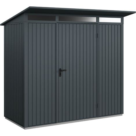 Hörmann Metall-Gerätehaus Berry Classic mit Pultdach Typ 1, 248 x 153 cm, anthrazitgrau, 3,8 m², 1-flüglige Tür (1/5)