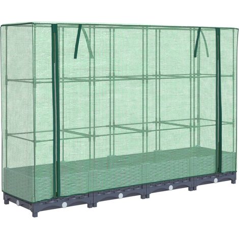 Fioriera rialzata per terrazza giardino rialzato con copertura effetto rattan 160 x 40 x 123 cm Blu grigio 020038748