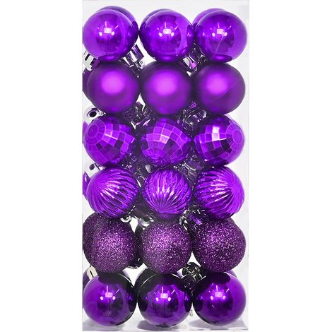 Boules De Noël - 36 Pièces - Diamètre 3 Cm - En Plastique Incassable - Finition Brillante Mate Et Pailletée - Pour Arbre De Noël (1/5)