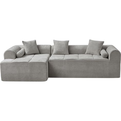 Sofá rinconero gris claro de chenilla 263 cm MODENUIT (1/5)