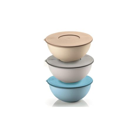 GUZZINI Set  3 Contenitori Ermetici con Coperchio D 16 Cm Celeste, Grigio Beige (1/3)