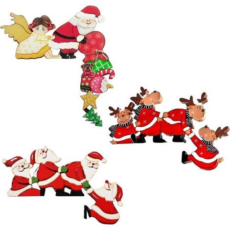 Türrahmen-Holzdeko Lustiger Weihnachtsmann Rentiere Weihnachtsschmuck Festliche Neujahrsdekoration (1/5)
