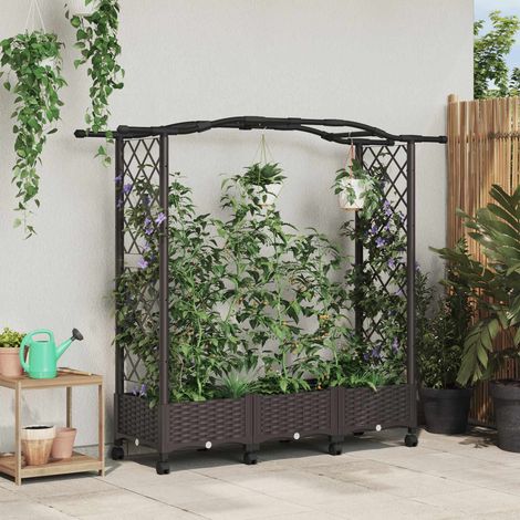 vidaXL Hochbeet mit Spalier und Rädern Braun 169 x 40 x 129 cm PP (1/5)