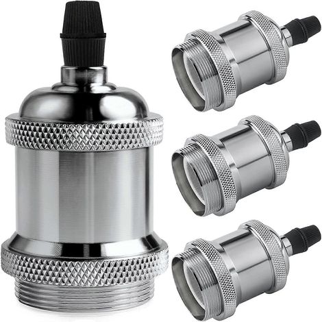 Douille E27 vintage, suspension rétro Edison, adaptateur en céramique massive, 4 pièces chromées (1/5)
