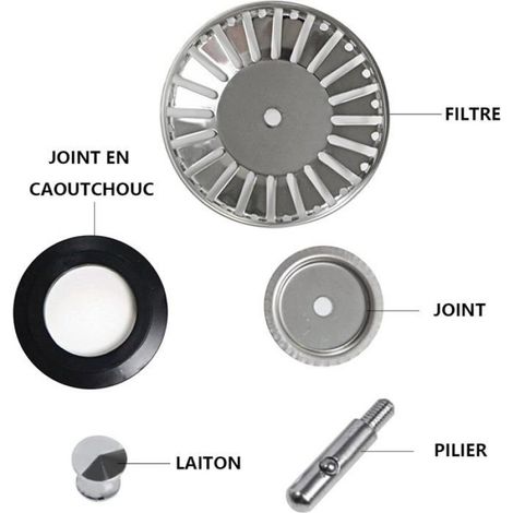 Bouchon De Lavabo - Filtre À Débris En Acier Inoxydable 84 mm - Pour Évier Cuisine Salle De Bain Buanderie - 1 Pièce (1/4)