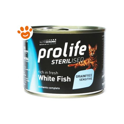 Prolife Cat Sterilised Grainfree Sensitive Adult Pesce Bianco  - Prolife Cat Sterilised Grainfree Sensitive Adult Pesce Bianco - Lattina Da 200 Gr