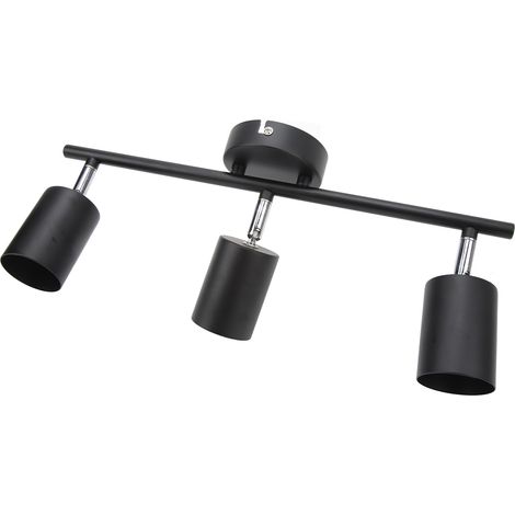 Kit d'éclairage sur rail LED à 3 spots, bras de 40,4 cm (15,9 po) orientable à 90°, noir mat, compatible avec ampoules GU10, 85-265 V.