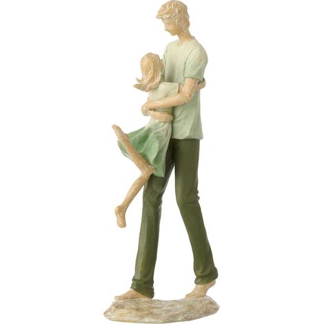 Statuette Déco Père & Fille "Matcha" 35cm Vert