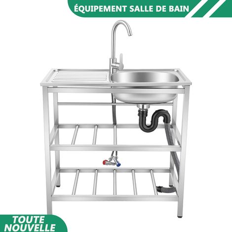 WAOBDLA Lavage de cuisine en acier inoxydable 201 Lavage de cuisine extérieure en acier inoxydable Rectangle avec robinet (1/5)