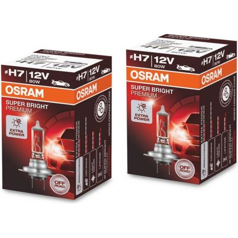 Osram – Ampoule halogène H7 80W pour feu avant – Super bright premium – Excellente luminosité tout-terrain – 62261SBP