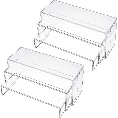 Supports d'exposition en acrylique, étagères rectangulaires transparentes, lot de 6 (1/5)