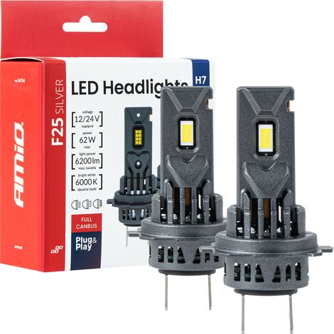 Lampadine LED per auto F25 argento full canbus 62W H7 H18 12V 24V amio-04704 (1/5)