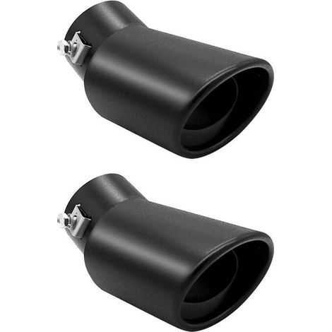 Convient pour 2 tuyaux d'échappement décoratifs automobiles, coude de silencieux en acier inoxydable de 63 mm, noir.