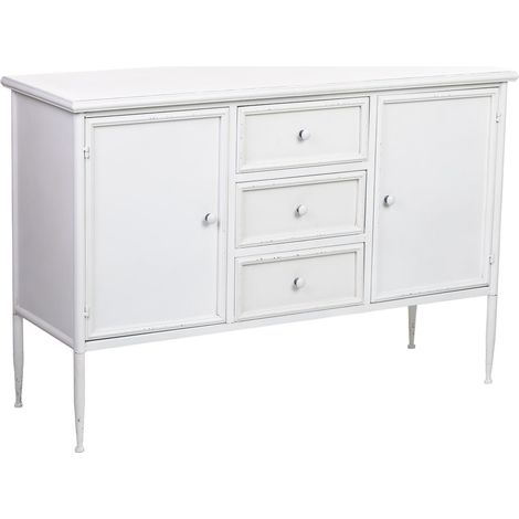 Aparador de 2 puertas y 3 cajones de metal blanco 120x41x80h cm (1/5)
