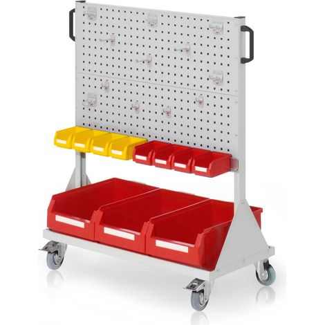 Kappes RasterMobil® mobiler Arbeitsplatzschrank Größe 3 1230x1000x500mm - 4x Lochplatte - 28-teilig - lichtgrau