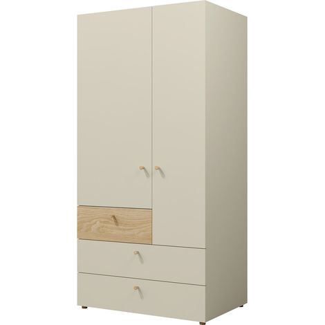 Armoire Domcali 101, Beige + Chêne, 185x90x60cm, Portes d'armoire: Avec des charnières, Nombre d'étagères: 4 (1/3)