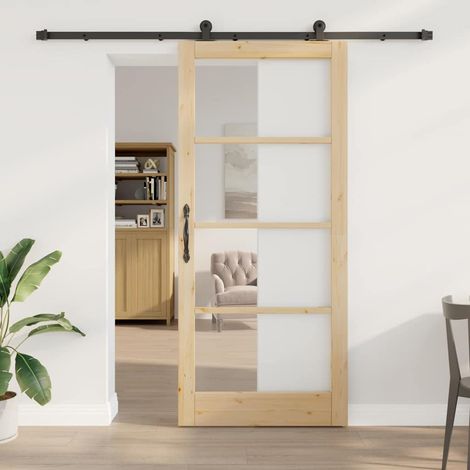 Puerta Corredera ORKDAL Marrón 93 x 211 cm Madera y metal