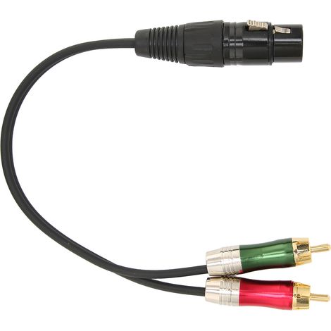 3-poliger XLR-Buchse auf zwei Cinch-Stecker, unsymmetrisches Y-Splitterkabel für Verstärker, Mischpult und Mikrofon. Länge: 1 m. (1/5)