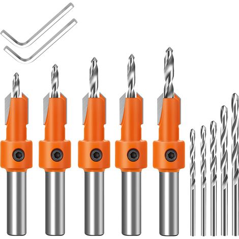 Senkbohrer-Set, 5 verstellbare 8-mm-Senkbohrer mit Schnellwechselsystem, inklusive 5 kostenloser Ersatzbohrer, für die Holzbearbeitung. (1/5)