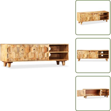 The Living Store Meuble TV Bois massif de manguier 118 x 35 x 40 cm - Meuble en bois (1/5)