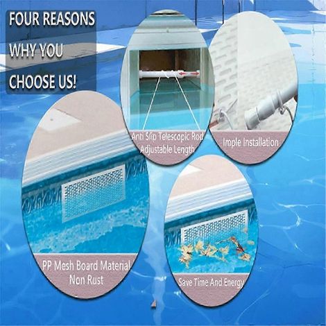 Kit de couverture de filet pour écumoire de piscine, couvercle de protection pour ramasseur de feuilles, dispositif à ressort (1/5)