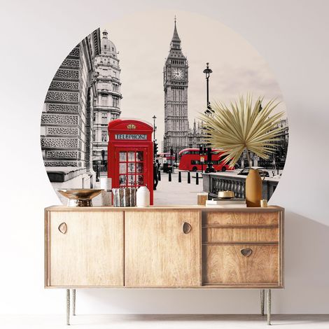 Sticker mural rond / cercle - Londres - Diamètre 60 cm - Adhésif MAT (1/3)